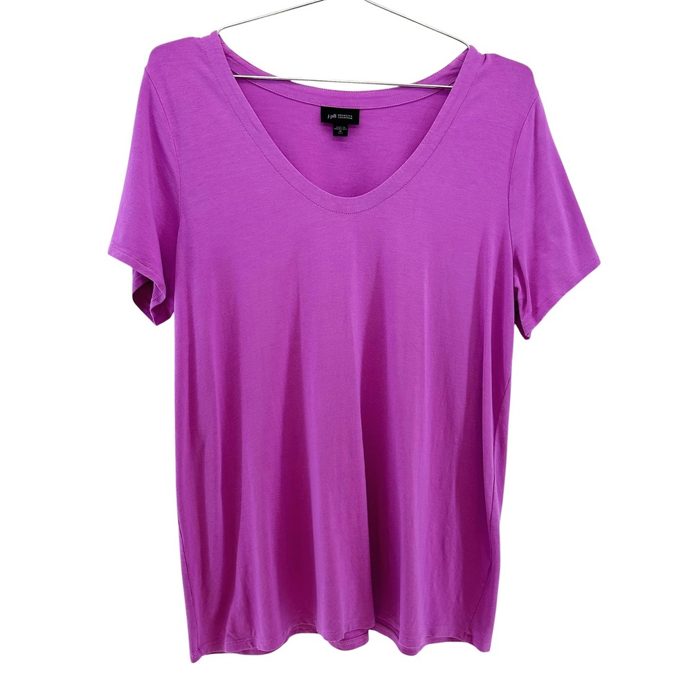 J. JILL‎ WEAREVER Scoop Neck Tee • Medium Tall • purple • casual chic travel